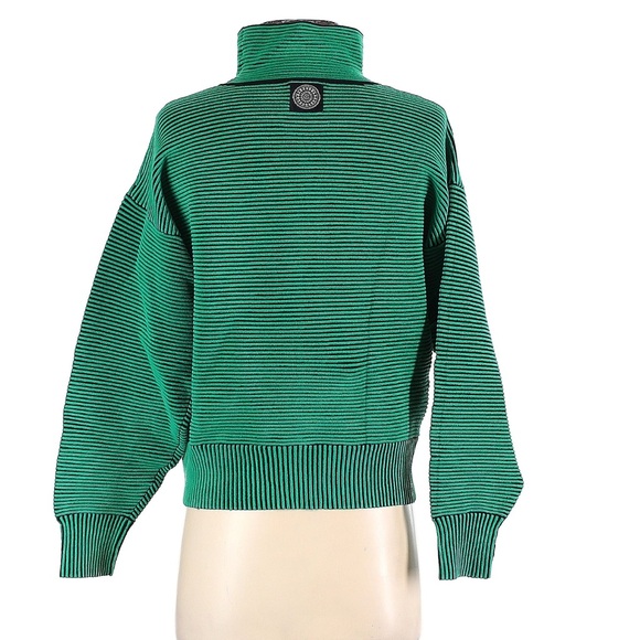 Nagnata Tropic Green + Black Turtleneck Sweater - Organic Cotton Rib Knit - S/M - Picture 3 of 8